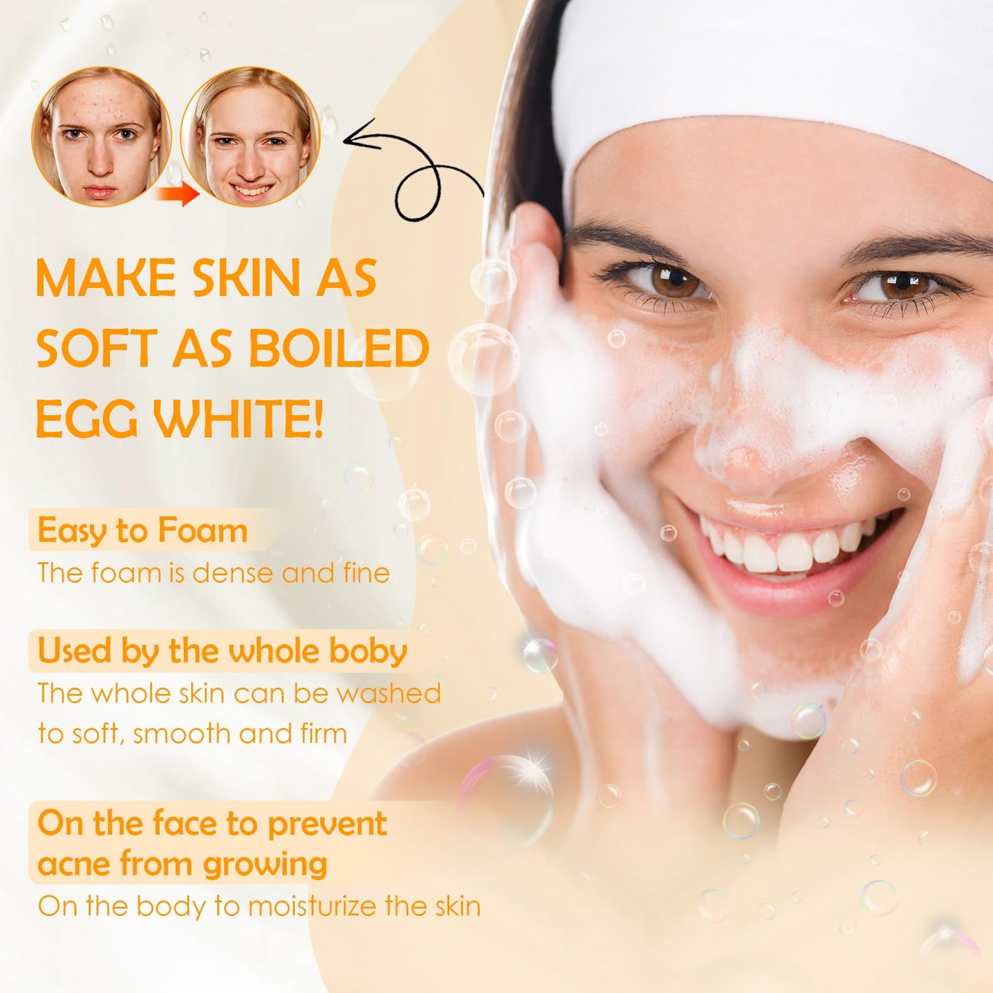 Lustwieta Turmeric Soap Turmeric Acne Dark Spots Smooth Skin, Handmade Soap Bar Pure Soap Bar For Face & Body, Skincare Face Care, Moisturizing, Blackhead Corrector Remover, Moisturizing Erase Fine Lines(1 PCS)