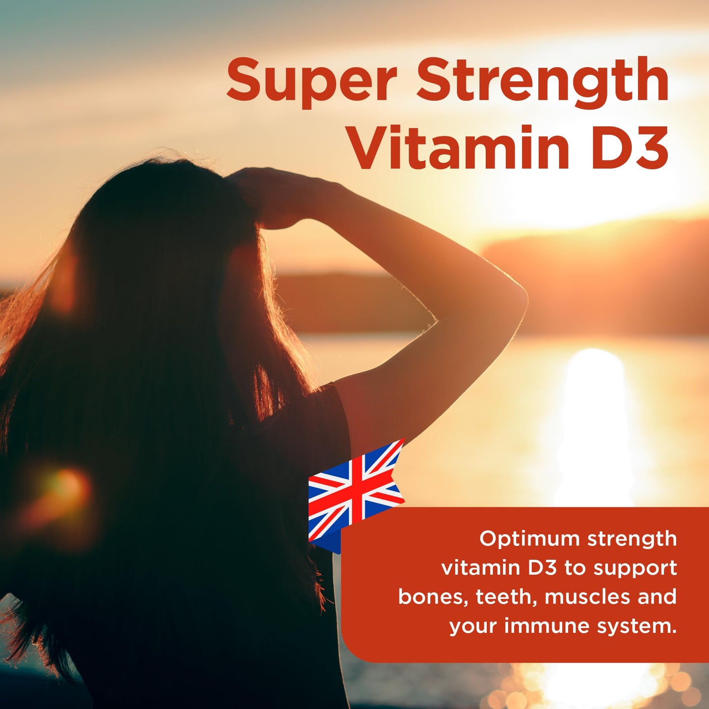 Healthspan Super Strength Vitamin D3 | Immune Health | Bone, Teeth & Muscle Health | Contains 1,000iu of Natural Source Vitamin D3 in Each Tablet | Vegetarian (60 Tablets)