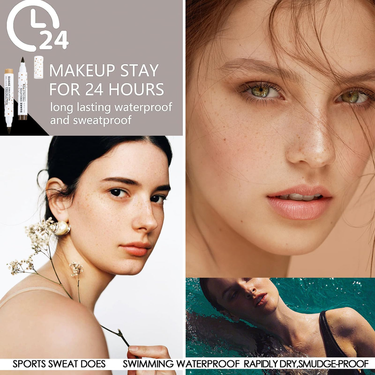 HAORQEE Freckle Pen Freckle Tint Set, 2 Colors Fake Freckles Makeup Pen Natural Lifelike Long-Lasting Waterproof Freckle Stamp for a Natural Sun-Kissed Makeup(Light Brown + Dark Brown)