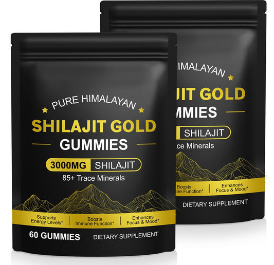 Generic Gold Shilajit Gummies for Men & Women, Shilajit Pure Himalayan Gummy 3000mg, Energy & Boost Immune Support, Enhances Focus, Gluten Free & Vegan (120 Gummies)
