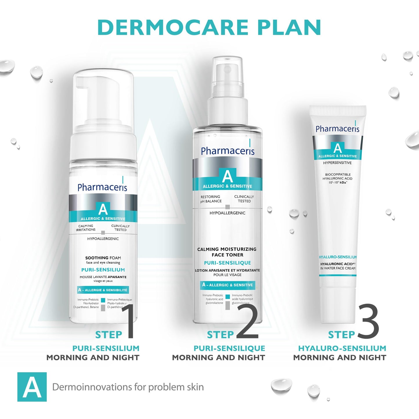 Pharmaceris A Puri-Sensilium, Eye and Face Cleanser, Foaming Cleanser for Sensitive Skin, Soothes Irritations, D-Panthenol, Hypoallergenic Face Wash - 150 ml