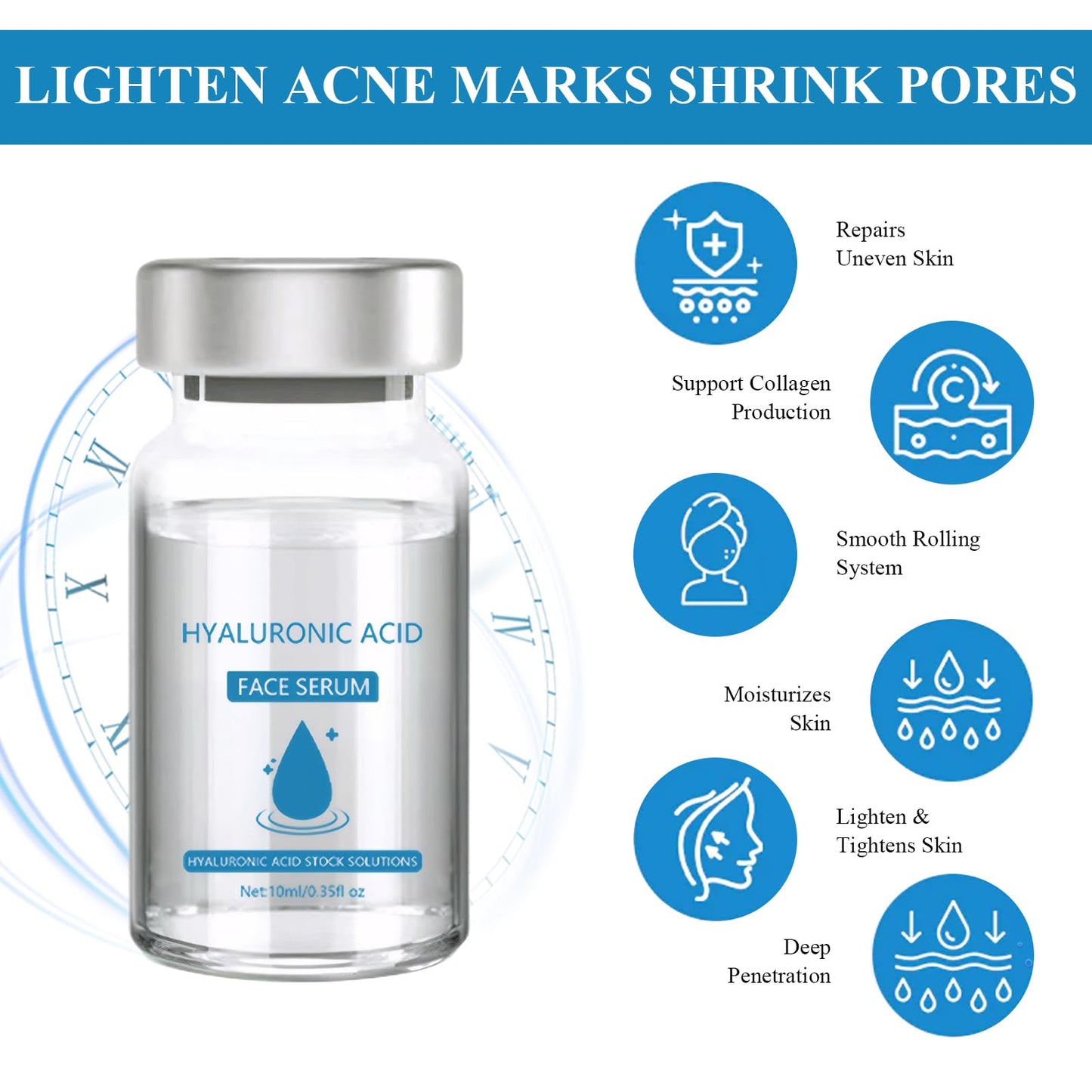 MADGININE Micro Infusion Facial System,Micro Infusion Kit,Beauty Micro Infusion Micro Infusion System Hyaluronic Acid Serum for Face Suitable for All Skin Types (3*Serum+Roller)