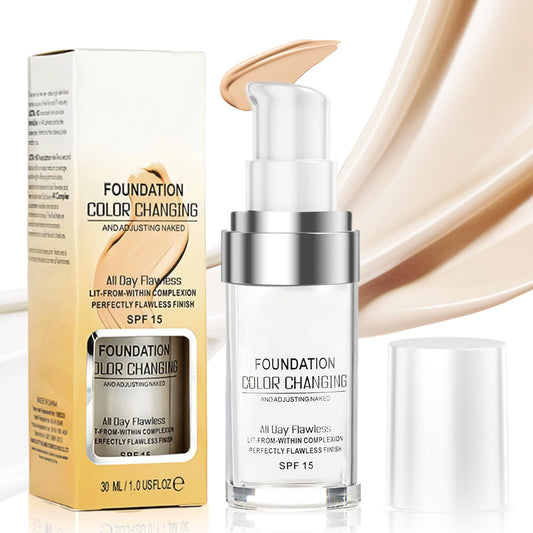 Allony Colour Changing Mature Skin Foundation, Skin Temperature Changing Liquid Foundation, Colour Changing Foundation for Mature Skin, Hydrating, Long Lasting Waterproof Make up Foundations