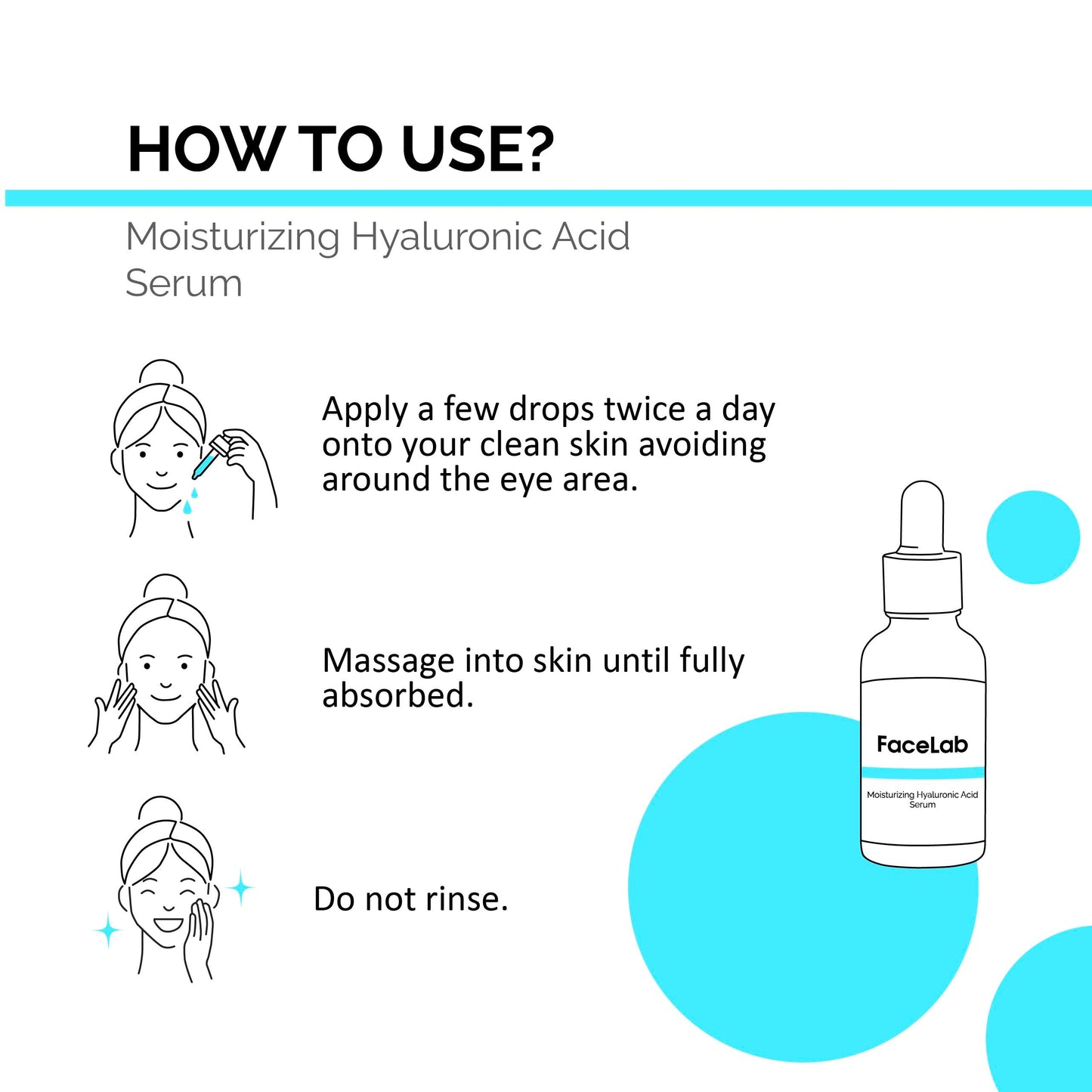 FaceLab Hyaluronic Acid Serum, Deep Hydration, Anti-Aging, Reduces Fine Lines and Wrinkles, Soothes Irritated Skin, Improves Texture, for All Skin Types, 30ml