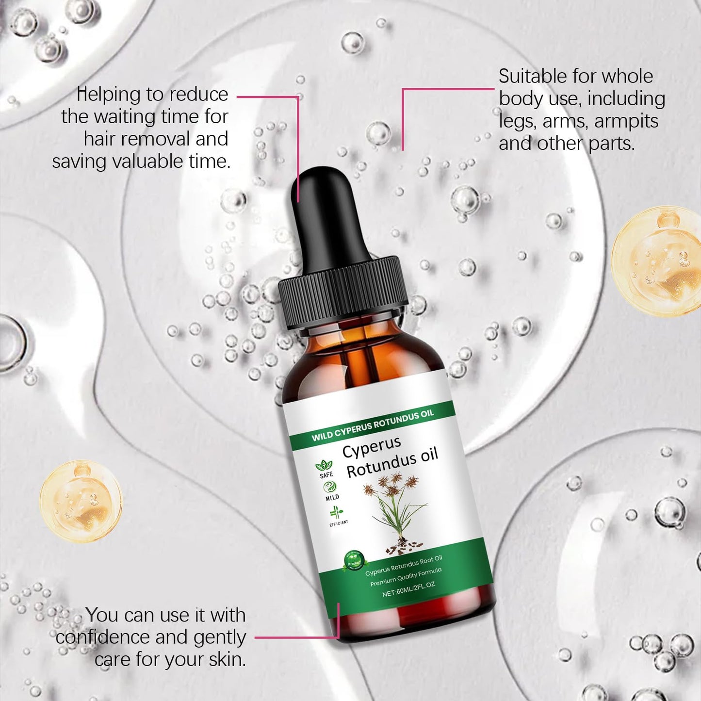 AuraBeen Cyperus Rotundus Oil - Nut Grass Extract, 60ml Body Skin Nurturing Serum for Gentle Care