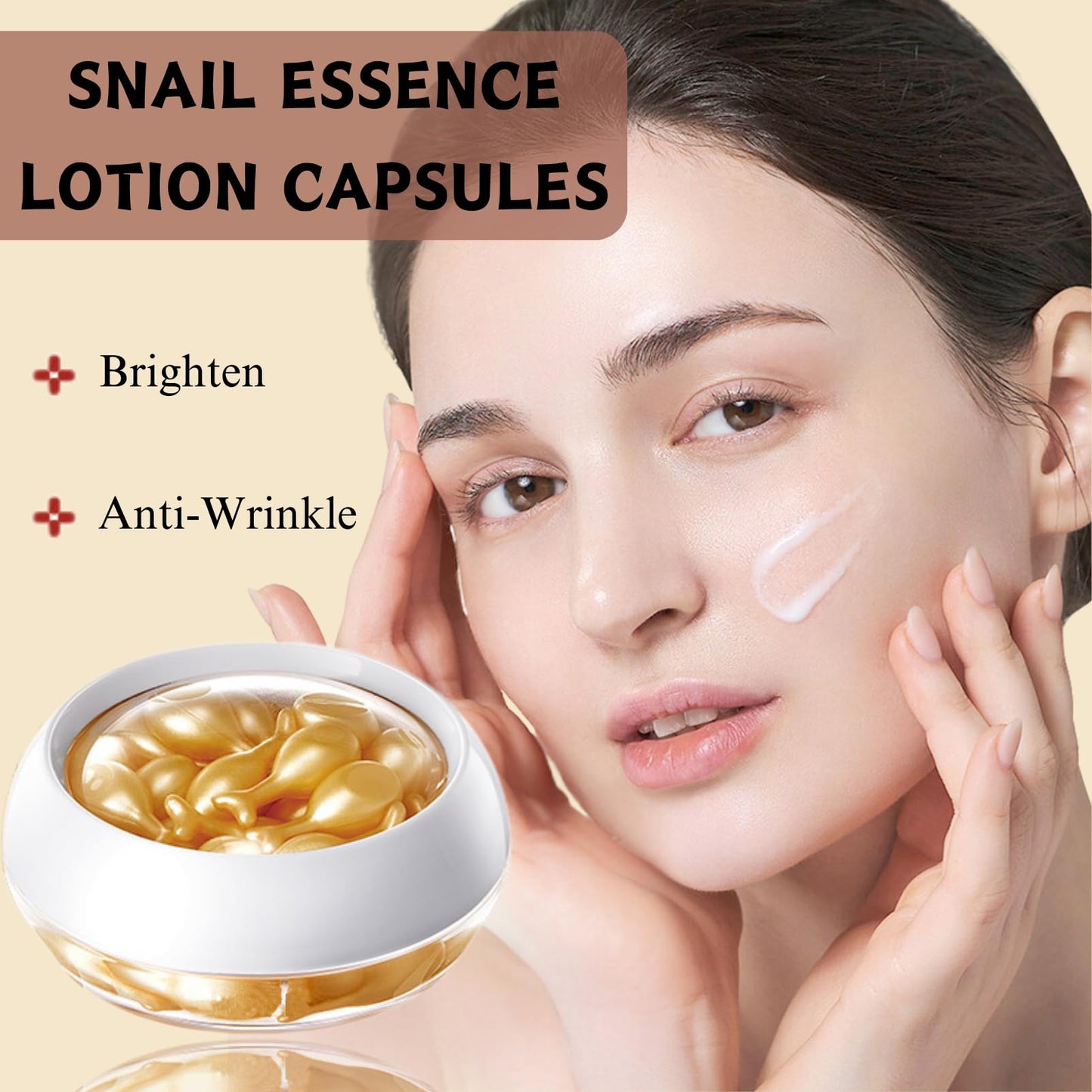 ISBEAUSOLS Snail Face Serum Capsules, Snail Mucin Serum for Brightening & Firming, Moisturiser Face Women, Dark Spot Remover for Face, Serum Face Care, Friendly to All Skin Types, 30 Capsules