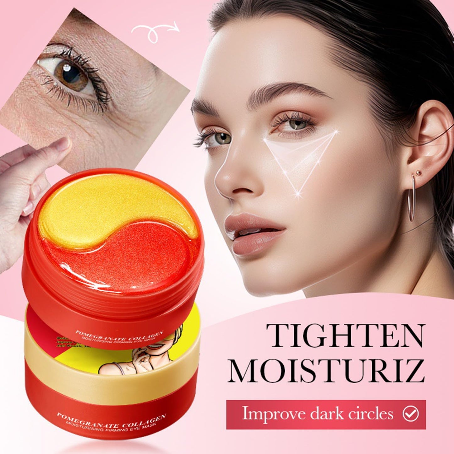 Pomegranate Collagen Pomegranate & Collagen Eye Mask - Intensive Anti-Ageing Eye Mask Firming Moisturiser for Wrinkle Free - Reduces Bags & Provides 72 Hours Long-Term Moisture
