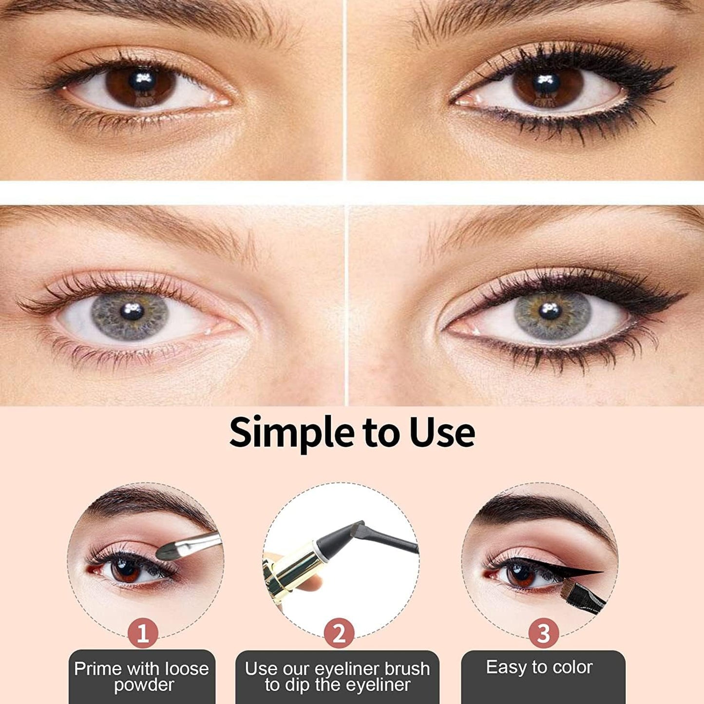 EHIOG Black Eyeliner, Dry Smudge Proof Eyeliner, Eyeliner Pen Gel, Waterproof Smudge-proof Lasting Makeup for Create All Eye Shapes Liner
