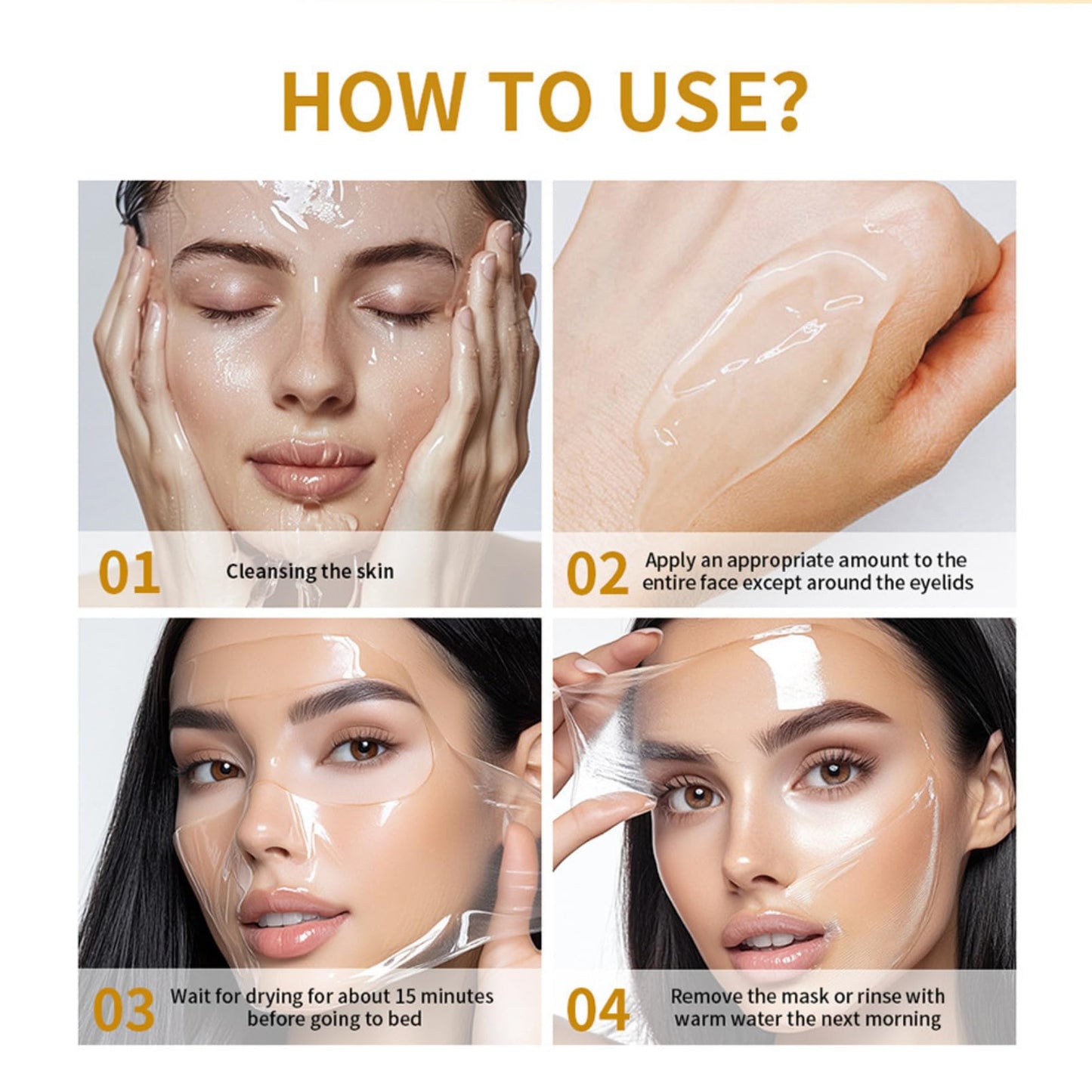 Turmeric & Collagen Overnight Peel-Off Mask – Collagen Night Wrapping Mask for Glowing Skin - Hydrating Formula with Vitamin C & Retinol – Even Skin Tone, Anti-Wrinkle & Pore Refining