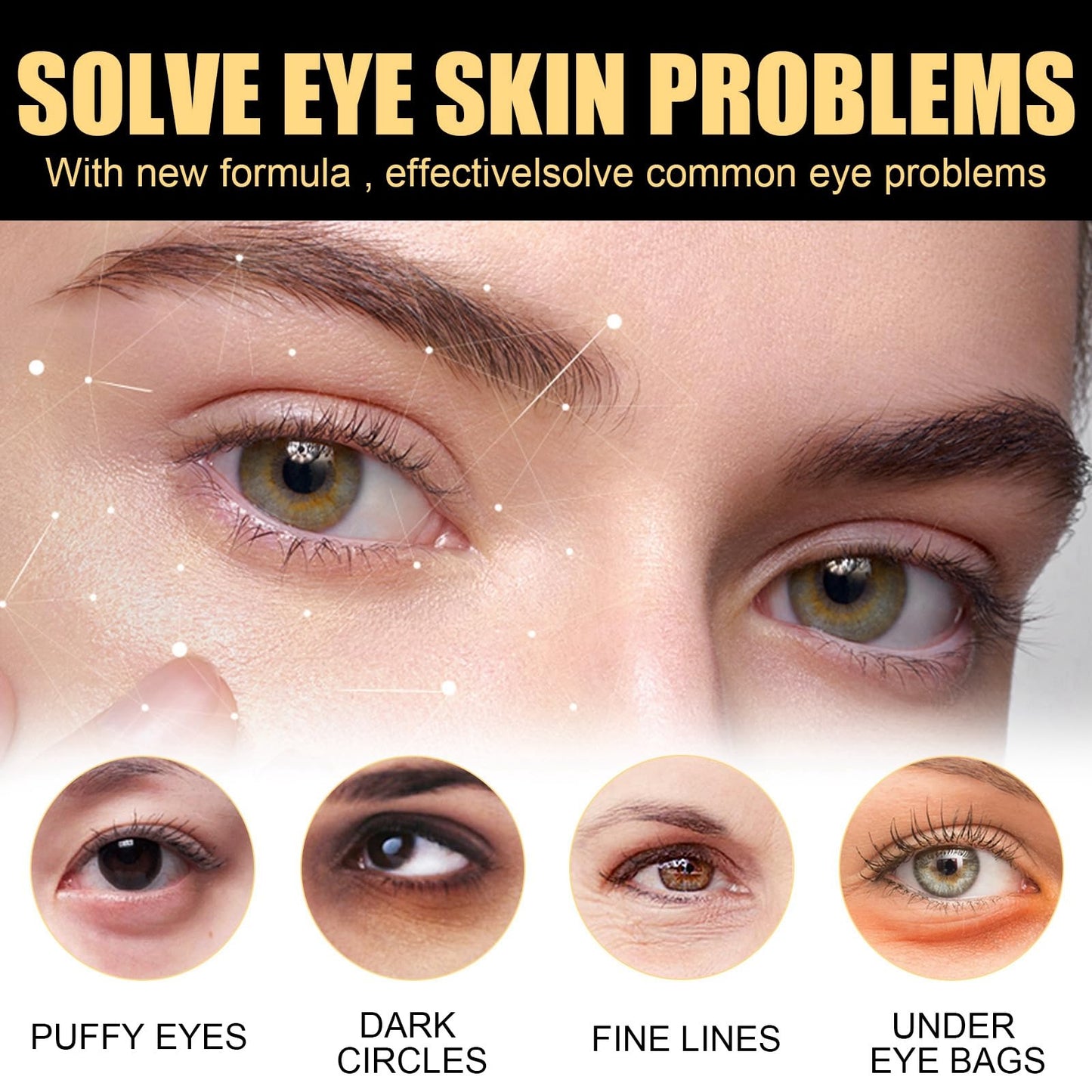 Jinjiar Caffeine & Hyaluronic Acid Under Eye Serum,Caffeine Eye Serum,Under Eye Cream for Dark Circles and Puffy Eyes,Eye Serum for Dark Circles,Eye Cream Anti Aging,Firming Eye Cream,Under Eye Treatment