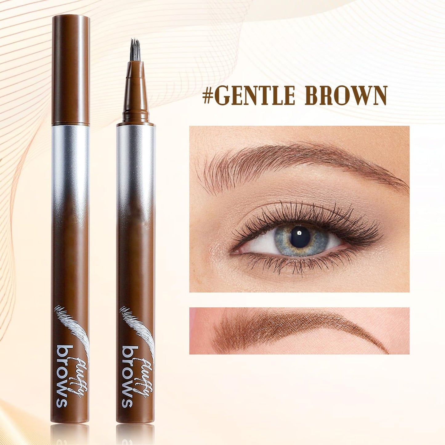 Generic Eyebrow Pen with Precise Fork Tip, Waterproof, Sweat-Resistant, Natural Hair-Like Strokes for Full, Defined Brows(Gentle Brown)