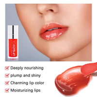 Uocasi Plumping Lip Oil, Hydrating Lip Gloss Tinted Lip Balm Transparent Lip Care, Big Brush Head Glitter Shine, Long Lasting Nourishing Non-sticky Fresh Texture (#4 Cherry)