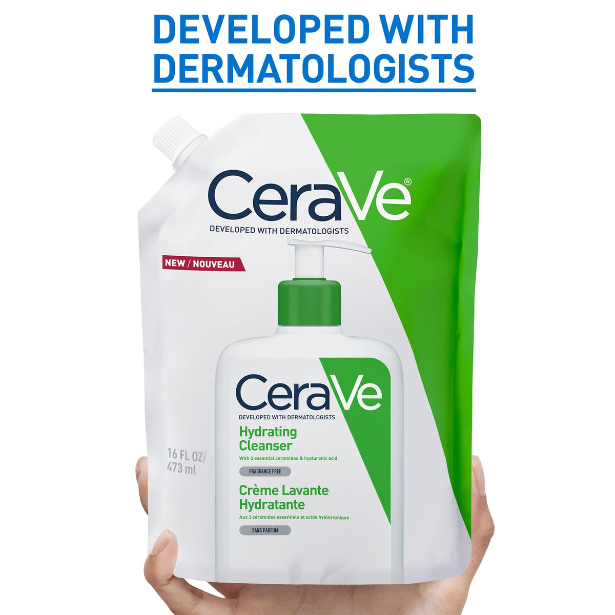 CeraVe Hydrating Cleanser Refill Face Wash for Normal to Dry Skin, 473ml