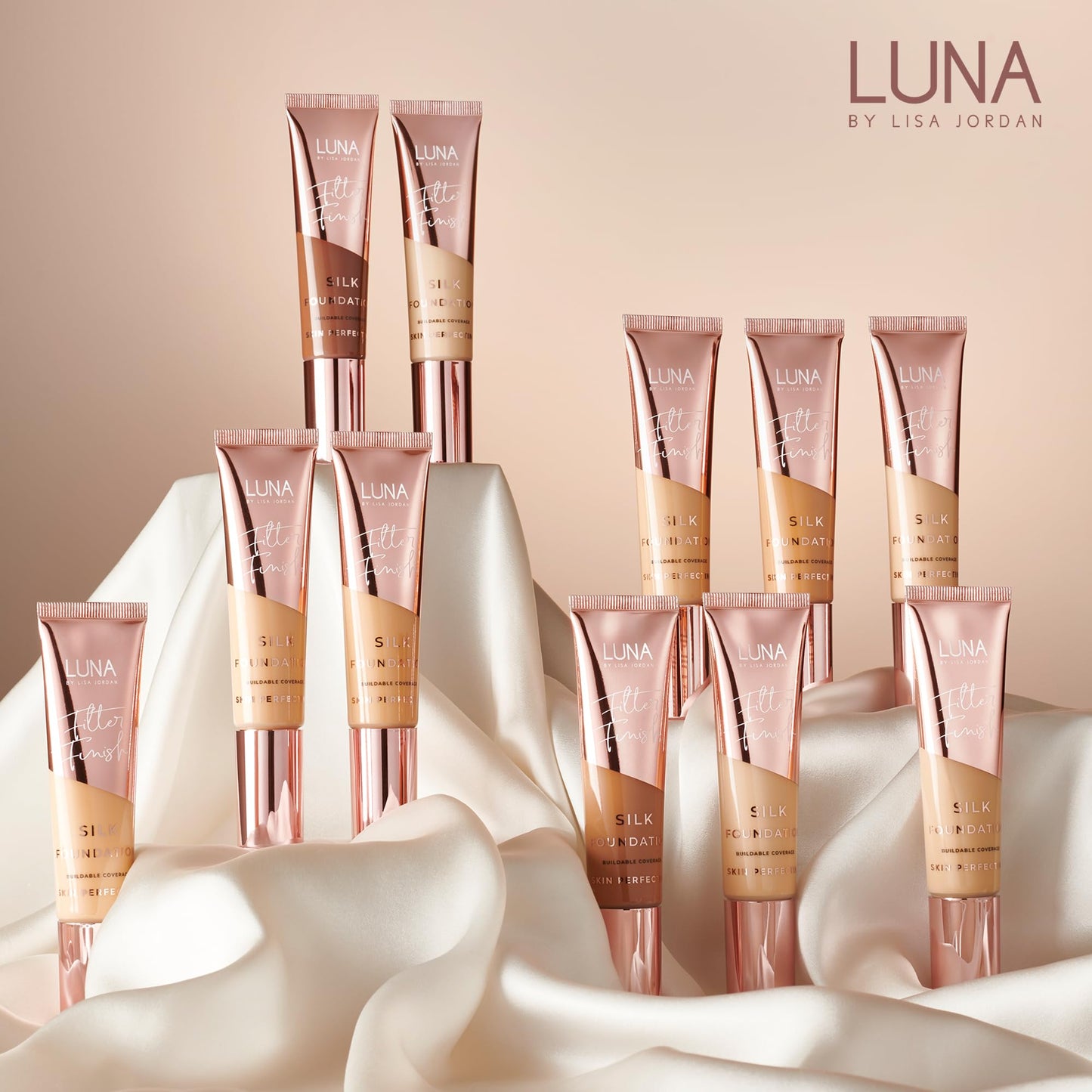 LUNA BY LISA JORDAN LUNA Silk Foundation in WARM TAN Shade - Contains Hyaluronic Acid, Vitamin C & A, Aloe Vera, and Shea Butter - Brightening Dewy Foundation Makeup - Hydrating Cream Foundation for Dry Skin