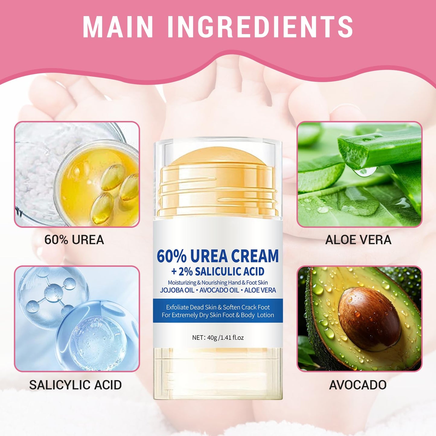 Benaewa 2 Pcs Urea Foot Cream, Foot Moisturiser for Cracked Heel Repair, Dry Skin Care