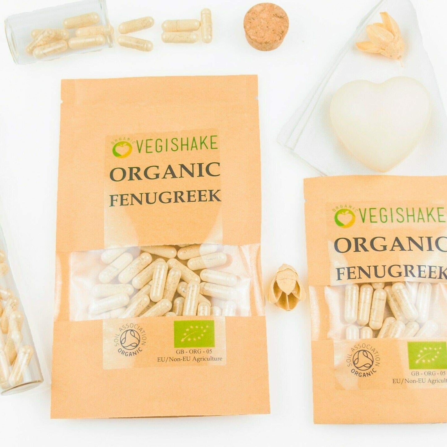 vegishake Organic Fenugreek HPMC Capsule 1140mg Supplements Personal Nutrition Inflammation Weight Appetite Suppressants Gastritis Detox & Cleanse Vegan Halal Kosher (60 Capsules)