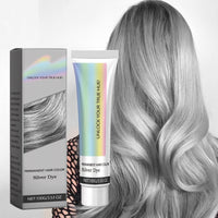 Xinyig 2 In 1 Natural Essence Extract Silver Hair Dye,Silver Gray Natural Hair Dye Cream,Metallic Sil/ver Gray H/air Dy/e,H/air D/ye Permanent for Daily Use,Durable and Easy to Operate,Grey Hai/r Color