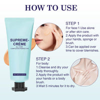 COWANIEE 2 Pcs Supreme Cream All-over Complexion Perfector Set, Waterproof & Transfer-resistant Skin Tint, Long-lasting Supreme Creme