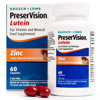 PreserVision Lutein by Bausch + Lomb, Lutein, Zinc, Copper and Vitamin C and E, Eye Vitamin and Mineral Food Supplement, Two Lutein Soft Gel Capsules per Day