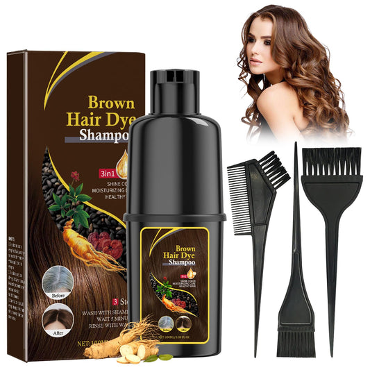 Bisienya 100ml Nova Hair Dye Shampoo For Men & Women Hair Dye Shampoo Nova Hair Shampoo Hair Dyeing Shampoo, Mildly Moisturizing The Scalp, Easy To Change Hair Color (Brown), Comes With 3 Hair Dyeing Combs