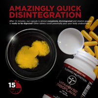 Vitamin B2 Riboflavin 250 mg Capsules - 70 pcs (2+ Month Supply) of Rapidly Disintegrating Capsules, Each with 250mg of Premium Quality & Pure Riboflavin Powder, by TUDIMO