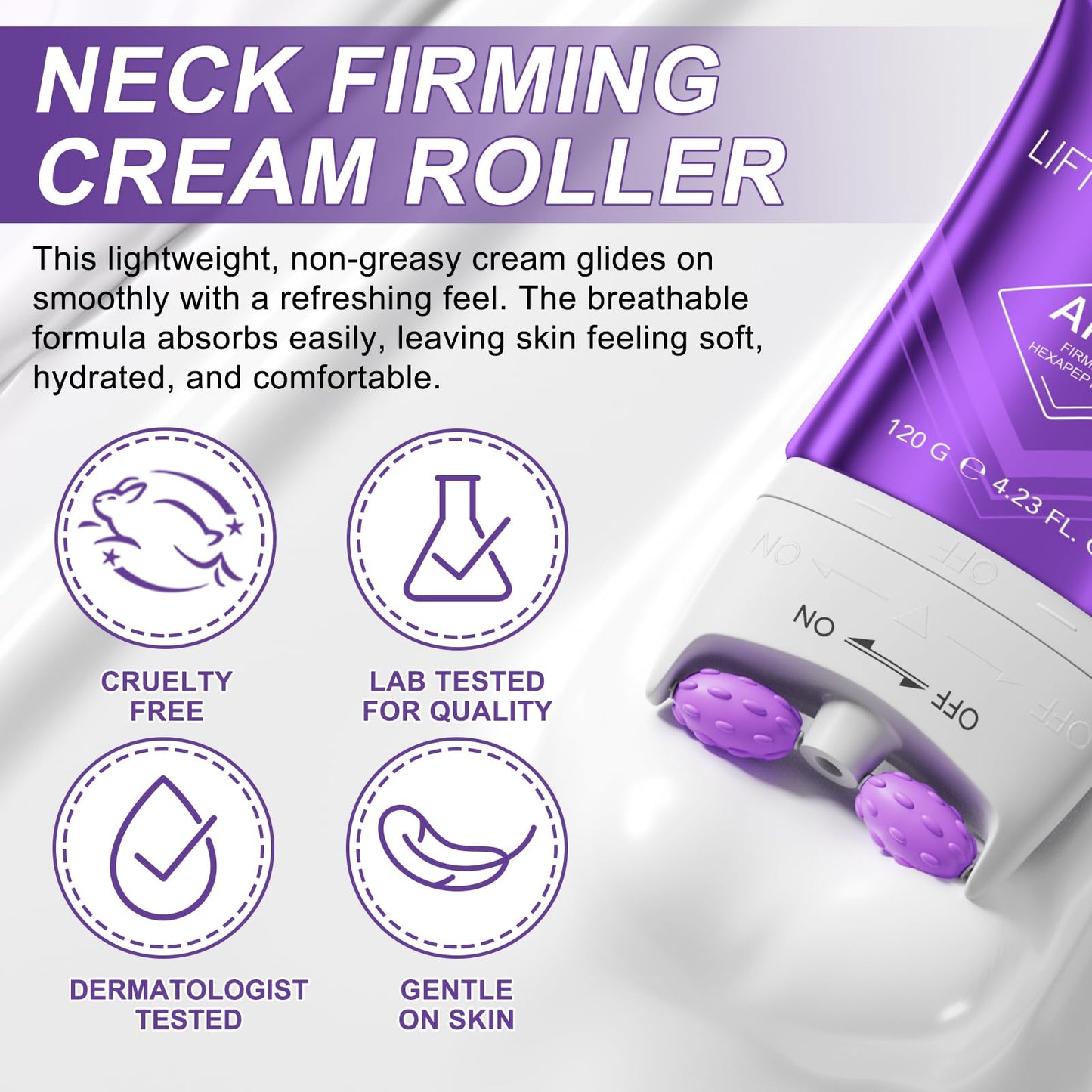 Uocasi AH-8 Neck Firming Cream, Firm Tighten & Lift Neck Cream With 360°Roller Massage-Reduce Wrinkles Fine Lines And Double Chin,Firm And Lift Sagging Skin,Hydration & Nourishment,Skin Tightening Cream-120G