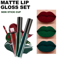 Erinde Matte Velvet Lipstick Set, Non-Stick Cup Lipstick, Green Liquid Lipstick Long Lasting, Dark Red Lip Gloss, Lip Makeup Kit, Waterproof, Smudge Proof