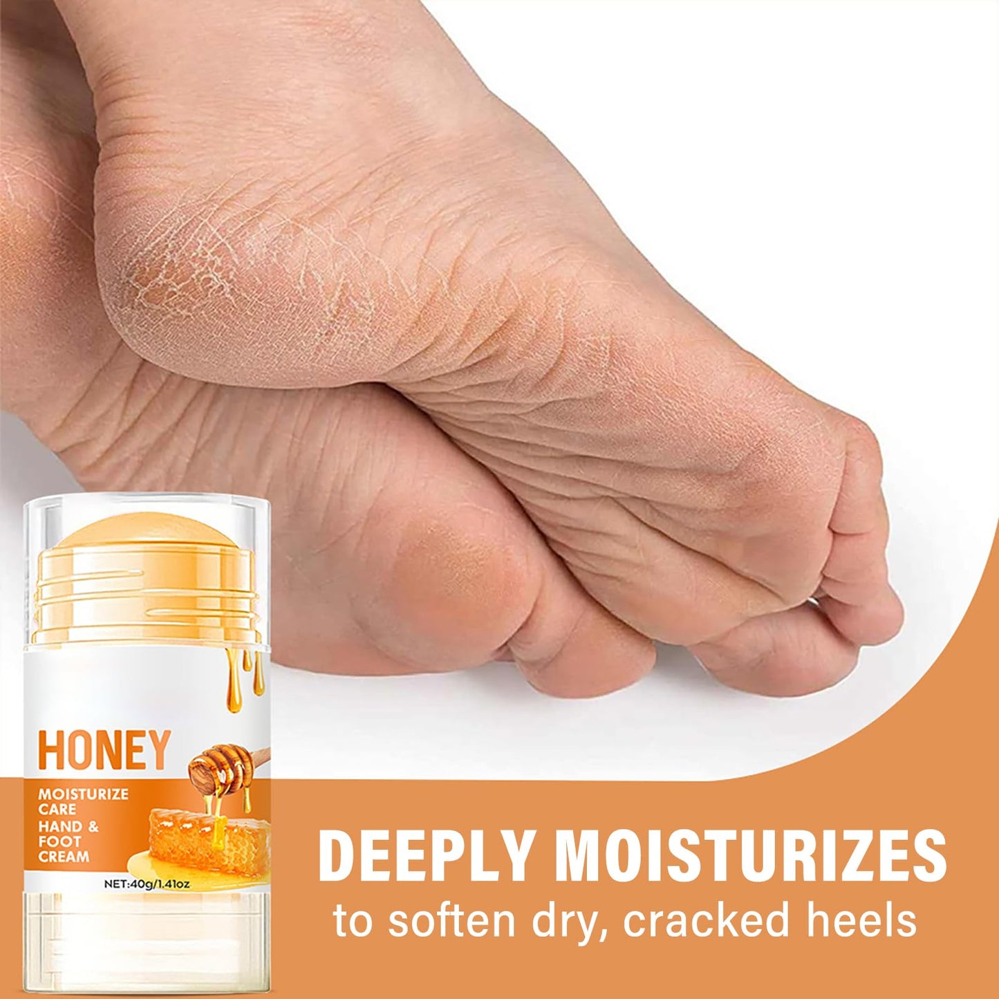 Honey Foot Cream for Very Dry Hands & Feet - 40 ml, Cracked Heel Repair & Intensive Moisturizing for Women & Men