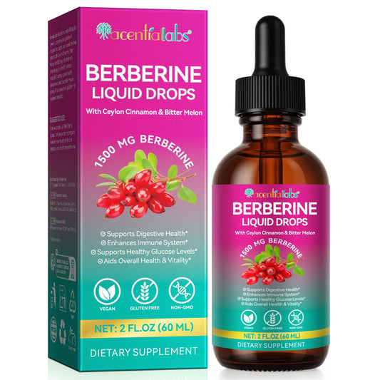 VOSIFSDIY Berberine Supplement with Ceylon Cinnamon, Berberine Liquid Drops with Turmeric Curcumin, Ceylon Cinnamon, Bitter Melon, Digestive Health Support, Immune Support, 60ml