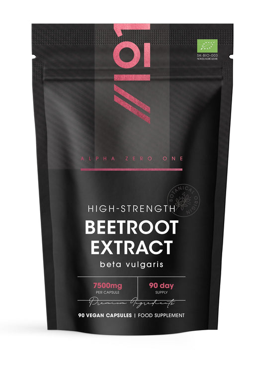 Organic Beet Root Extract 7500mg - 90 Vegan Capsules - Potent Beta Vulgaris Supplement - 3 Months Supply - Resealable and Recyclable Pouch - by Alpha01