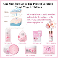 Shengqialun Skin Care Sets & Kits, 24PC Cherry Blossom Skincare Set Skin Care for Teenage Girls, Pamper Sets for Women with Face Cream,Face Serum,Lip Mask,Sleep Mask,Eye Mask,Mud Mask,Cleanser