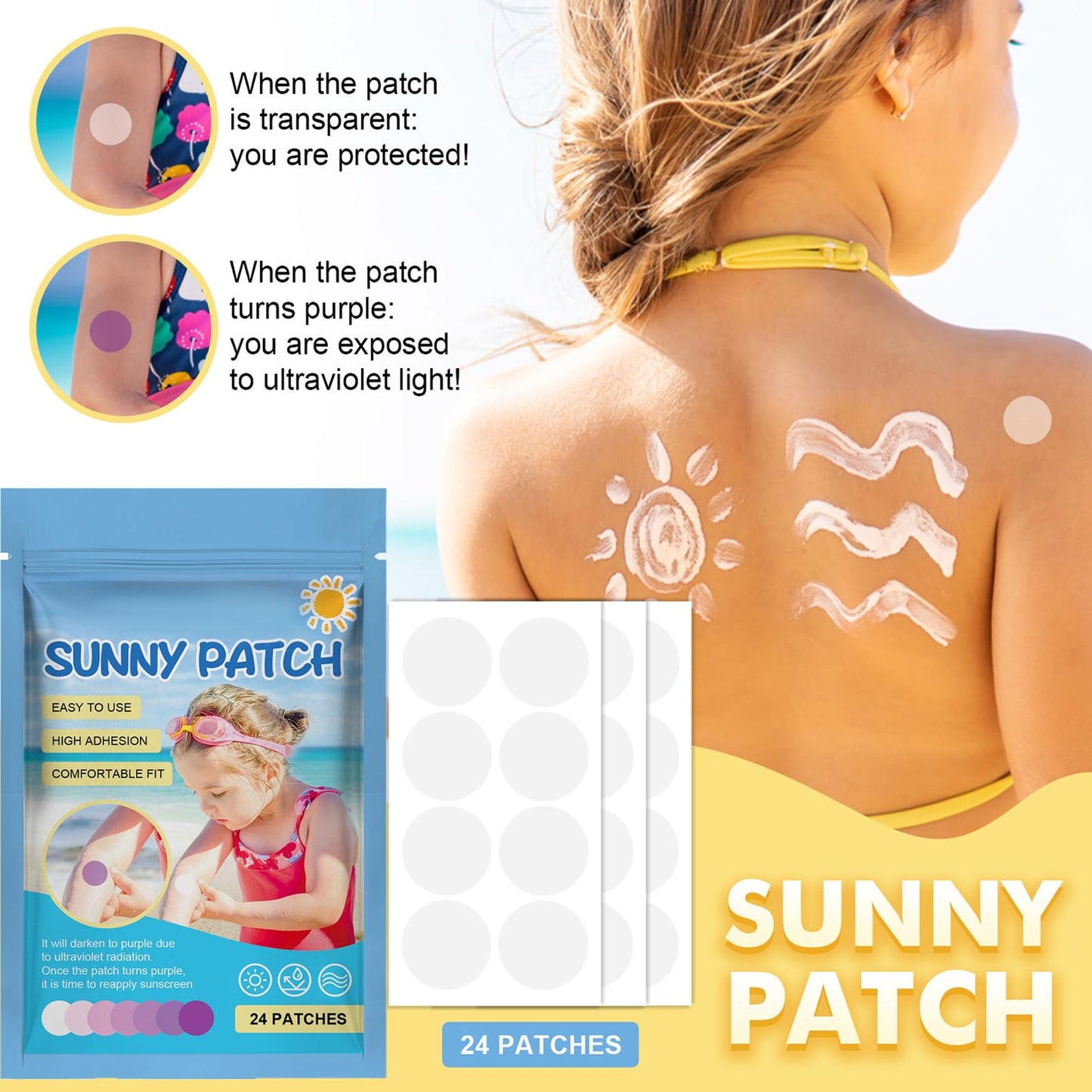 UV Stickers,spf Sunscreen Stickers,96PCS UV Detection Stickers,UV Patch,Waterproof Sun Cream Patches,Sun Stickers,Testing UV Intensity,Outdoor Sun Screen,Face & Arm,Sunscreen Dots for Boys & Girls
