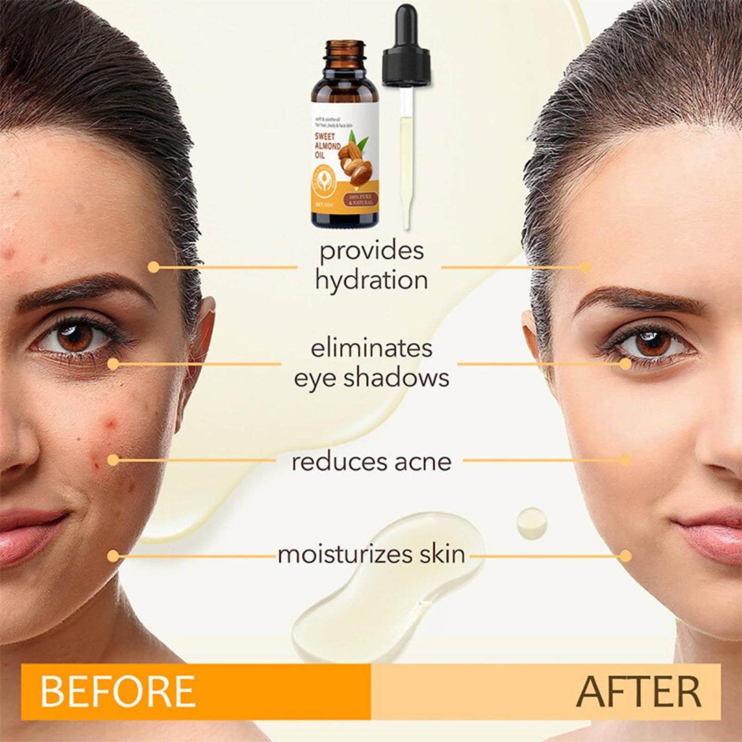 Trendyfave Sweet Almond Body Oil, Pure Almond Oil 100% Pure & Natural, Moisturising Facial Oil for Hair and Face Care, Almond Oil for Nourishes Skin, Hair & Nails, Body Massage Oil - Travel Size