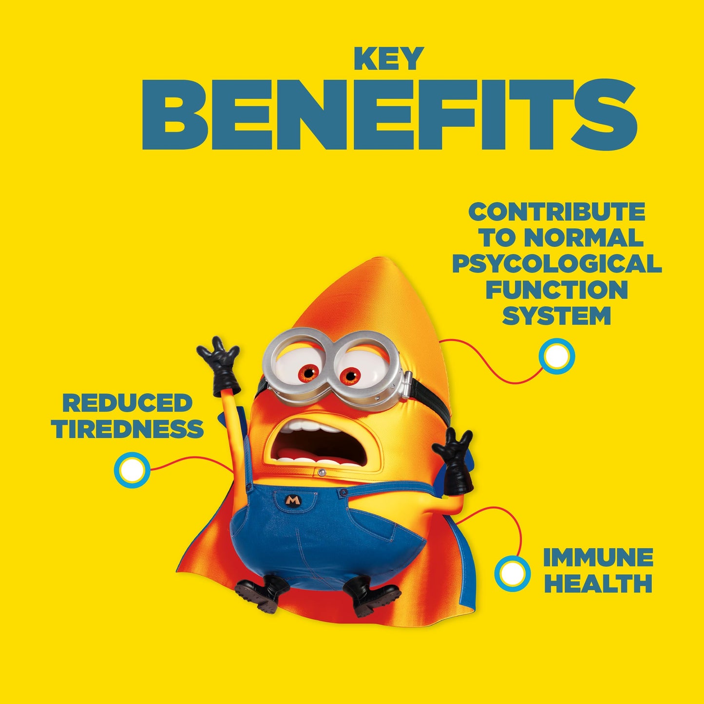 Nutriburst Minions Defence Dynamo Vitamins for Kids - Chewable Vitamins for Immunity & Energy - Vitamin D3, Vitamin C + Black Elderberry Extract - Vegan + Sugar Free - Fruity Flavour - 60 Gummies
