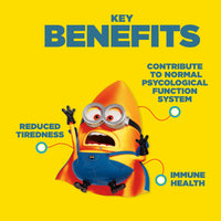 Nutriburst Minions Defence Dynamo Vitamins for Kids - Chewable Vitamins for Immunity & Energy - Vitamin D3, Vitamin C + Black Elderberry Extract - Vegan + Sugar Free - Fruity Flavour - 60 Gummies