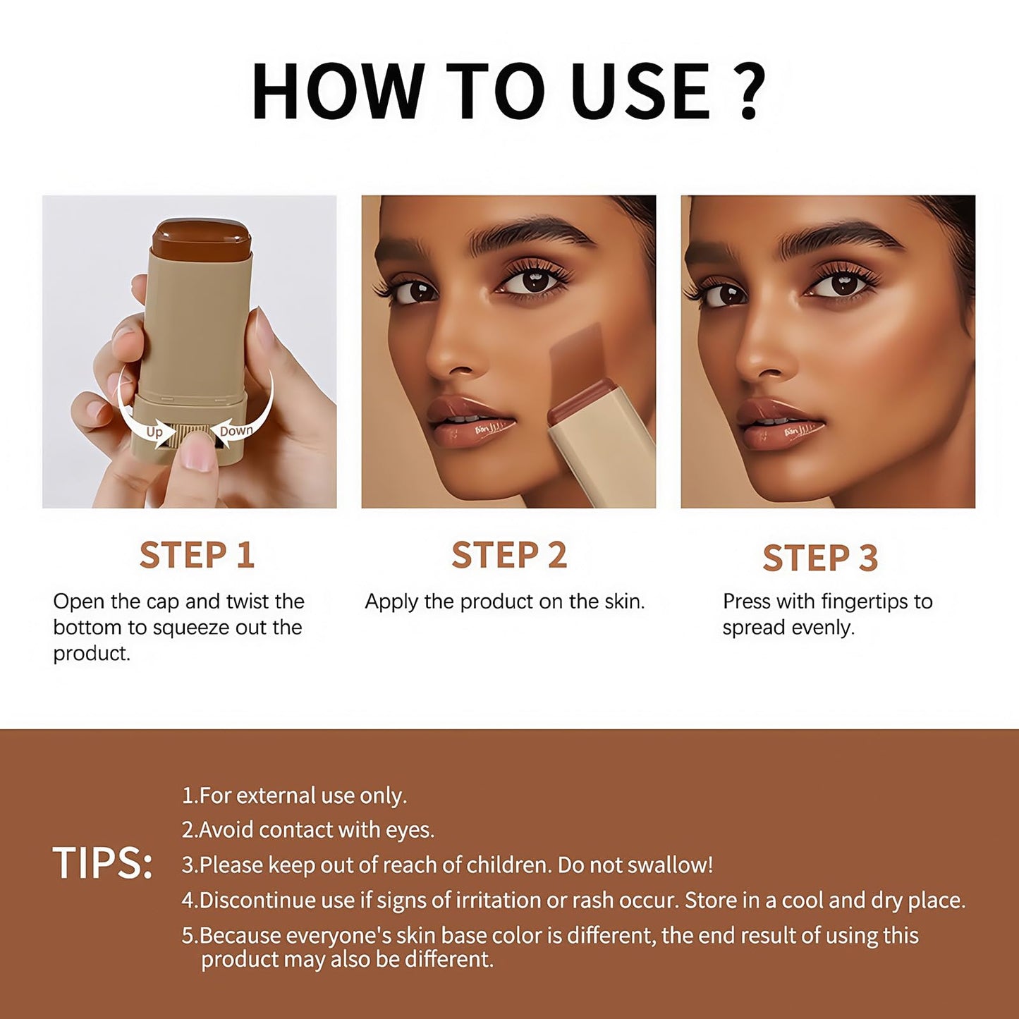 Coloroom Skin Tint Foundation Stick – Hydrating Tinted Moisturiser & Portable Beauty Balm Serum Boosted Makeup Stick for Face