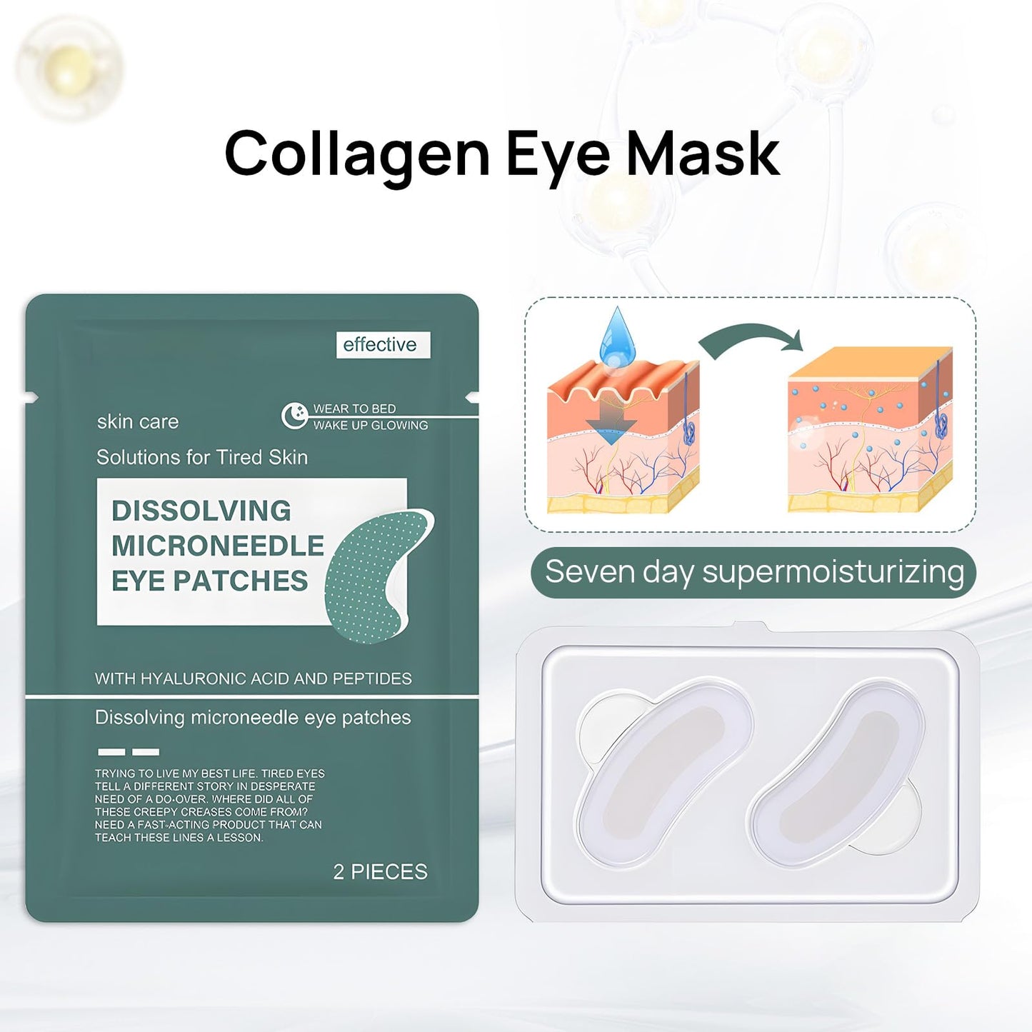 COWANIEE 6 Pcs Hyaluronic Microneedle Patches,Anti Wrinkle Patches for Puffy Eyes Bags Under Eyes