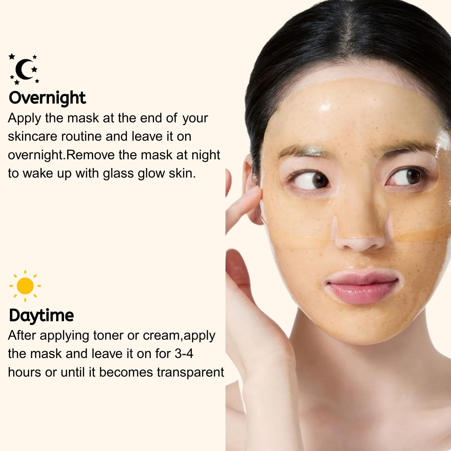 6Pcs Rice Glow Collagen Mask, Rice Ceramide Collagen Face Mask, Bio Overnight Face Mask for Glass Skin, Brightening Night Wrapping Gel, Tightening, Shrink Pores, Soothe, Repair, Korean Skincare