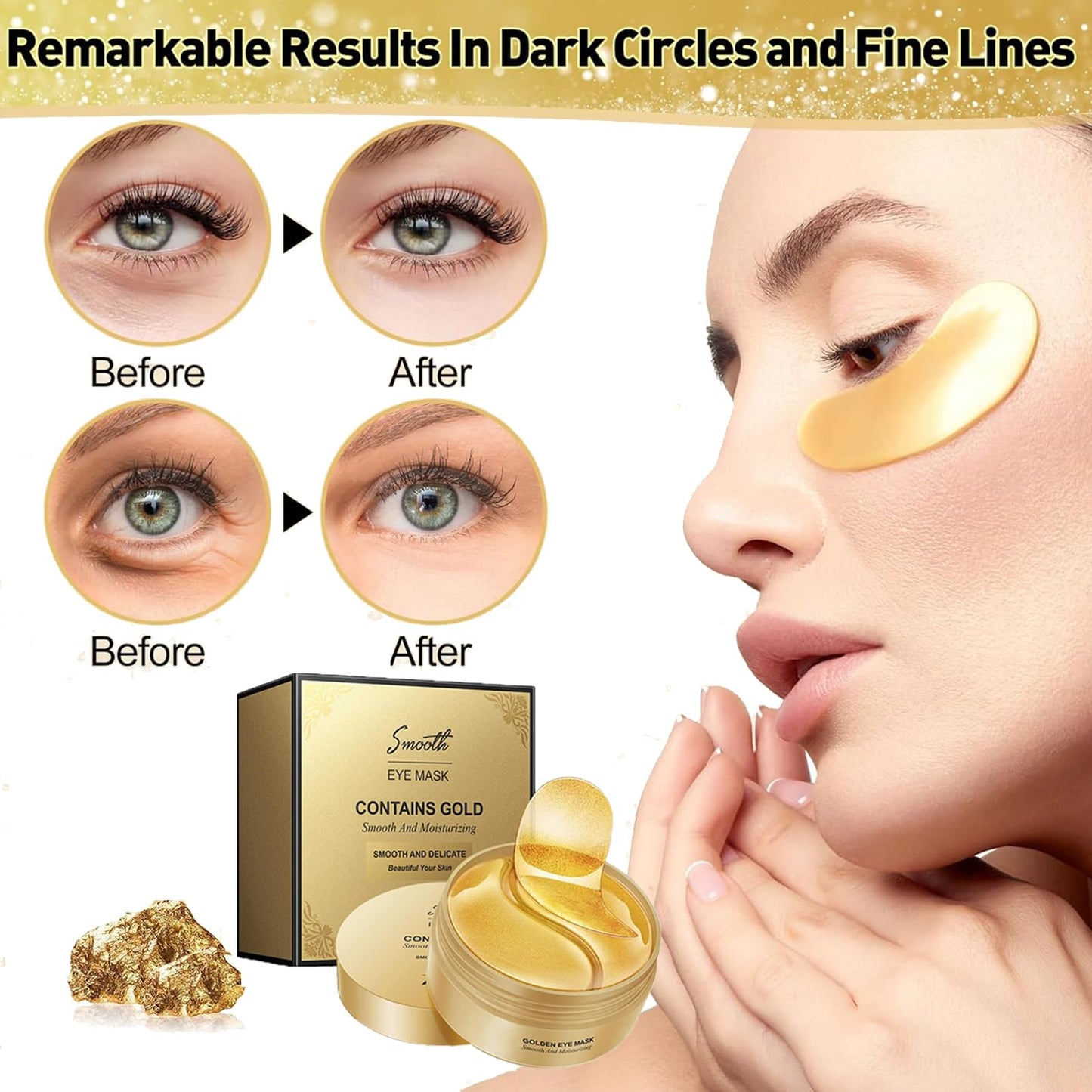 60 Pcs Under Eye Gel Patches for Puffy Eyes Dark Circles Eye Bags,Under Eye Masks, Dark Circles Under Eye Treatment Women,Anti-Wrinkle, Anti-Aging, Fine Lines and Wrinkles