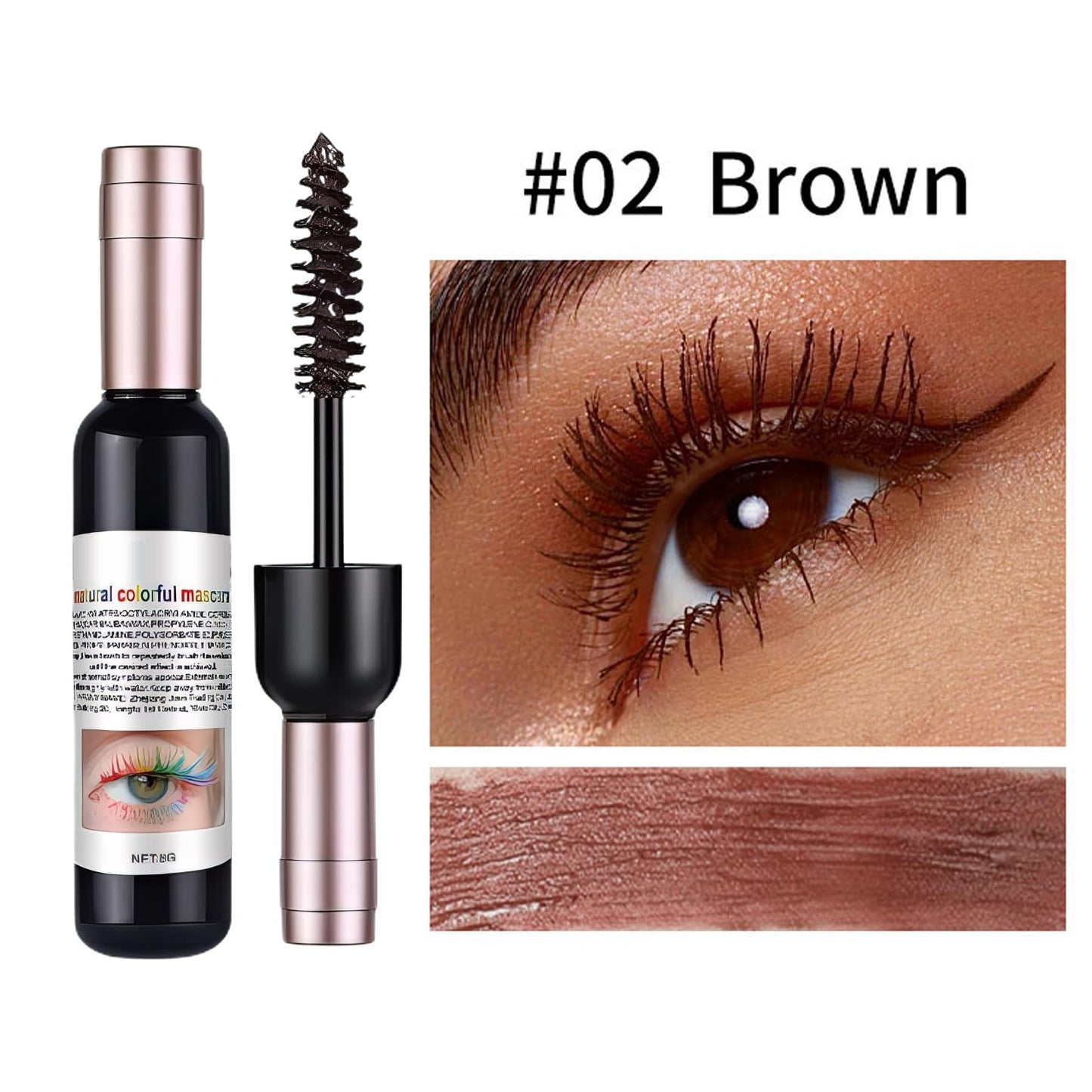 Dark Brown Mascara for Eyes, Long Lasting Thick,Quick Drying & Non-Clump, Smudge-Proof Fiber Mascara, Instant Hair Dye for Christmas, Halloween, Birthdays, Parties