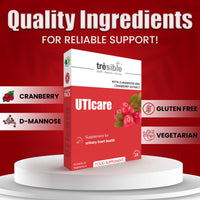 Tresible Trèsible Uticare D-Mannose & Cranberry Tablets for Urinary Infections (Pack of 3) - Natural Daily Supplement for Bladder Strength & UTI Treatment for Women, Veg & Gluten-Free, 12-Week Supply
