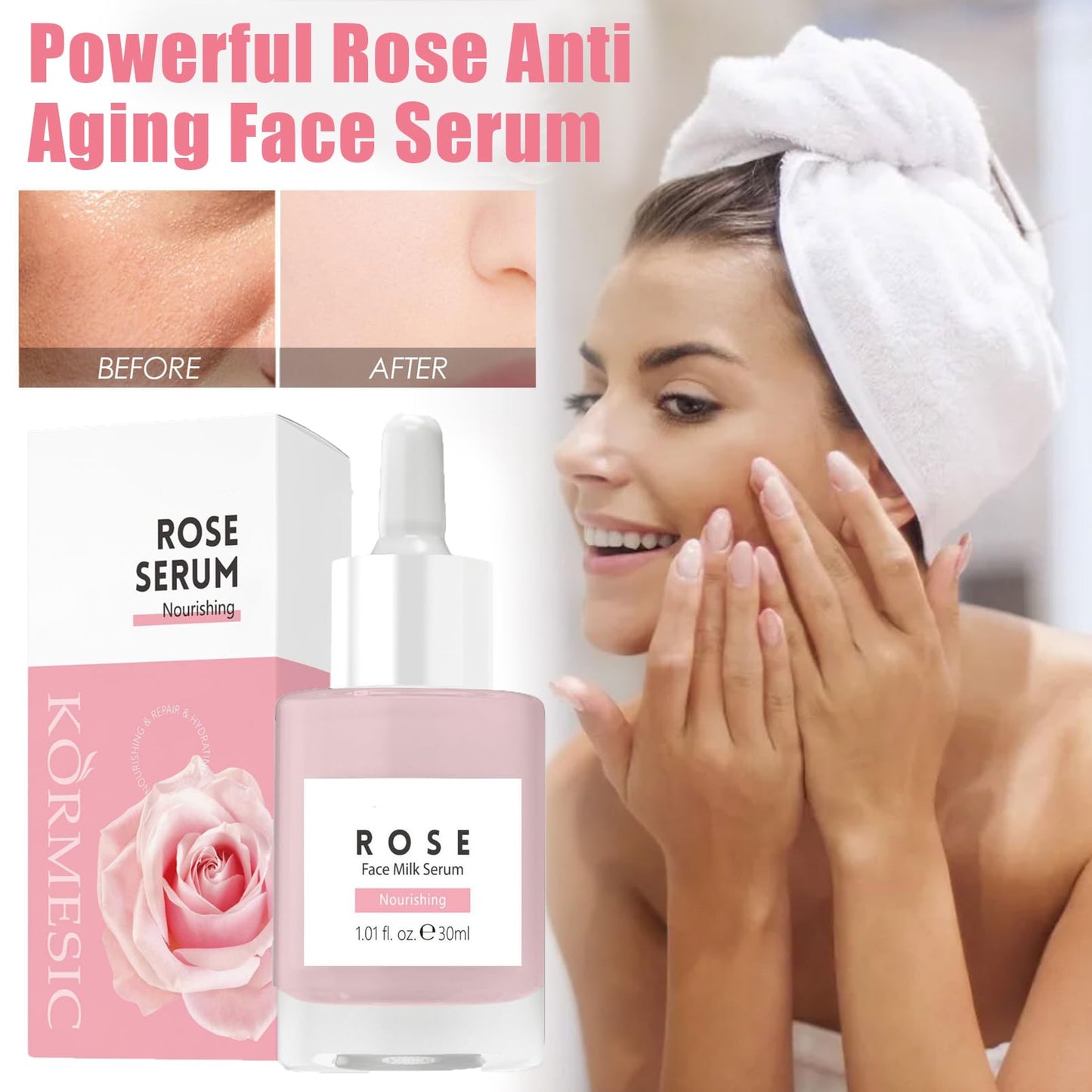 DMQ Rose Facial Oil,Instant Face Firming & Plumping,Rose Anti Aging Face Moisturizer,Hyaluronic Acid Serum for Face,Antioxidant Firming Night Serum for face,Improve Dull Skin & Soft Skin Tone-30ml