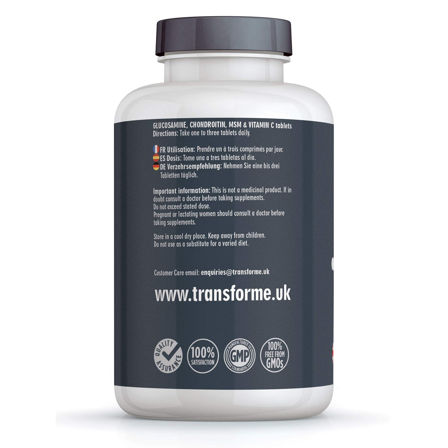 Glucosamine Chondroitin MSM Vitamin C Tablets, High Strength Complex, 365 Tablets Up to 1 Year Supply, Easy to Swallow, Gluten Free, by Transforme