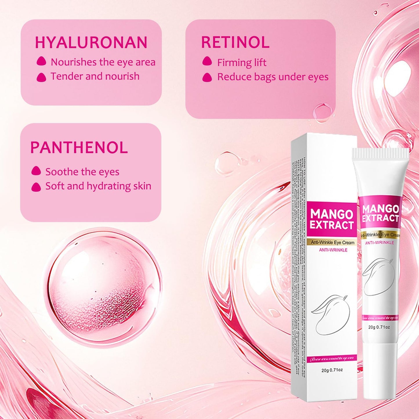 3 Sticks Mango Revitalize Eye Cream,Mango Activating and Firming Eye Cream,Firms Skin,Relieve Eyes Bags and Fine Lines, Moisturizes(20g/Stick)