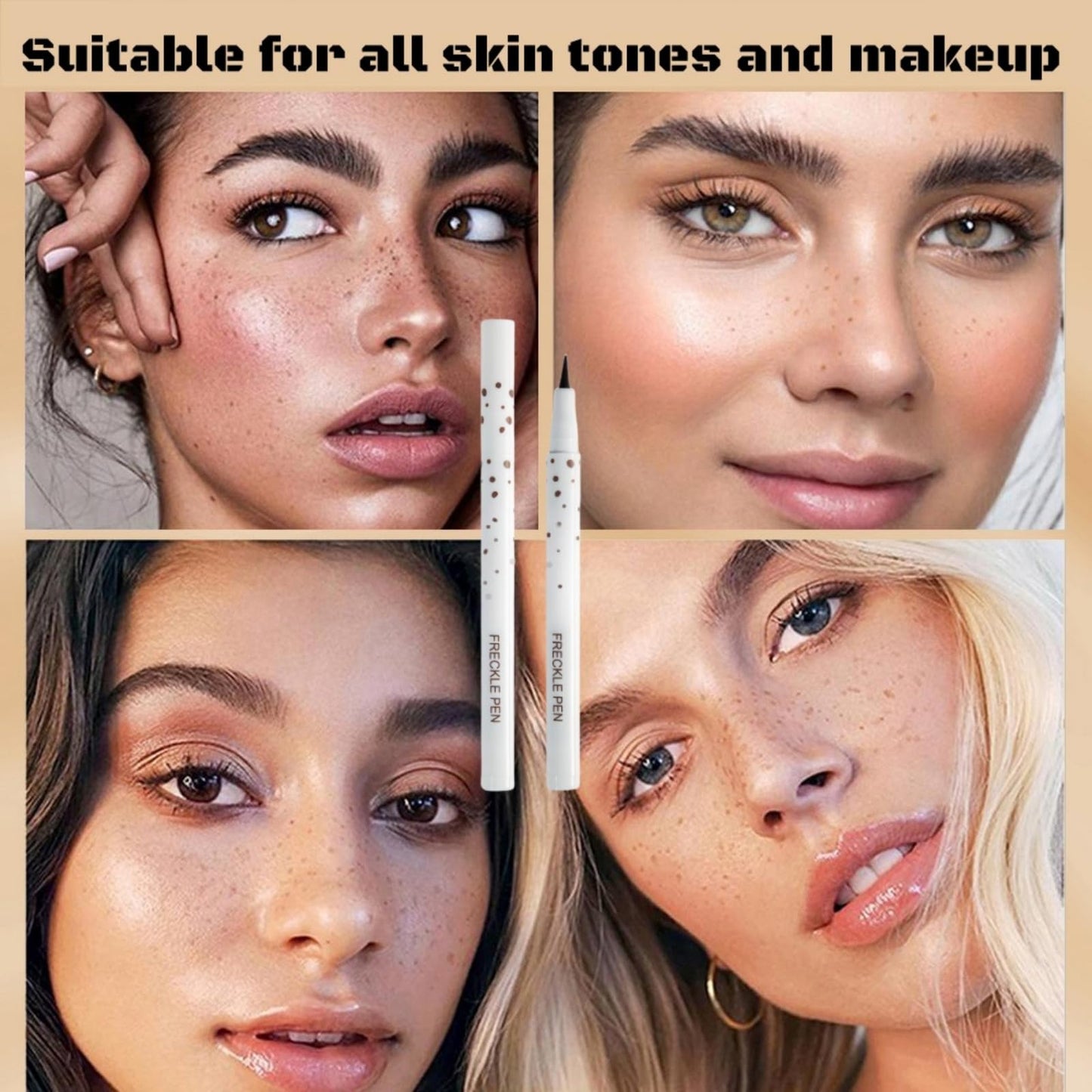 Jinjiar Freckle Pen,Freckle Makeup Pen,Natural Lifelike Freckle Pen,Waterproof Long-Lasting Soft Spot Pen for Natural Like-real Makeup,Easy to Color & Waterproof Freckle Make-up Pen,Brown Liquid Eyeliner