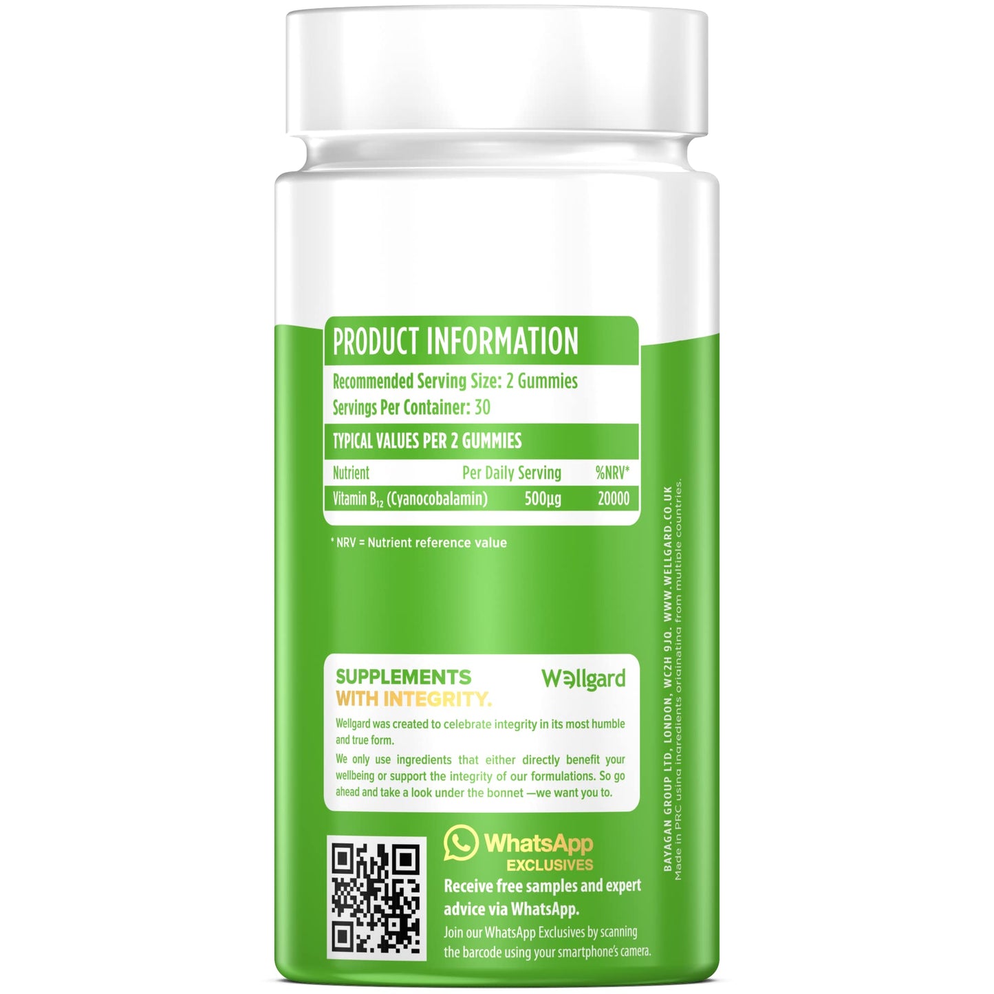 Wellgard Vegan Vitamin B12 Gummies – High Strength B12 Supplement for Energy & Immunity, UK Formulated B12 Gummies