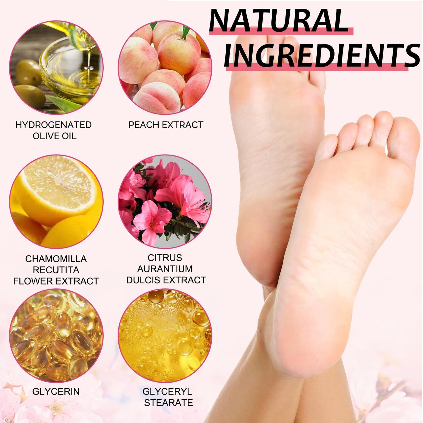Shengqialun Foot Peel Mask With Peach Extract - Foot Mask For Hard Skin & Calluses - 3-In-1 Foot Care For Exfoliation, Moisturizing & Renewal - Natural Formula For Soft & Smooth Feet
