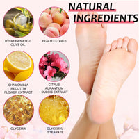 Shengqialun Foot Peel Mask With Peach Extract - Foot Mask For Hard Skin & Calluses - 3-In-1 Foot Care For Exfoliation, Moisturizing & Renewal - Natural Formula For Soft & Smooth Feet