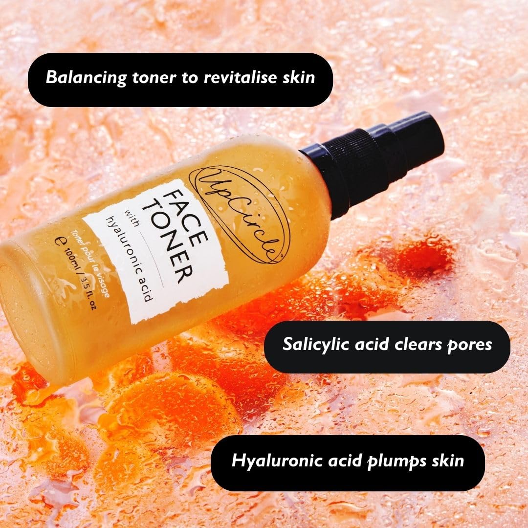UPCIRCLE UpCircle Face Toner with Hyaluronic Acid + Salicylic Acid 100ml - for Balancing, Plumping + Soothing - Mandarin Fruit Water, Chamomile Extract + Glycerin - Natural, Vegan + Cruelty-Free