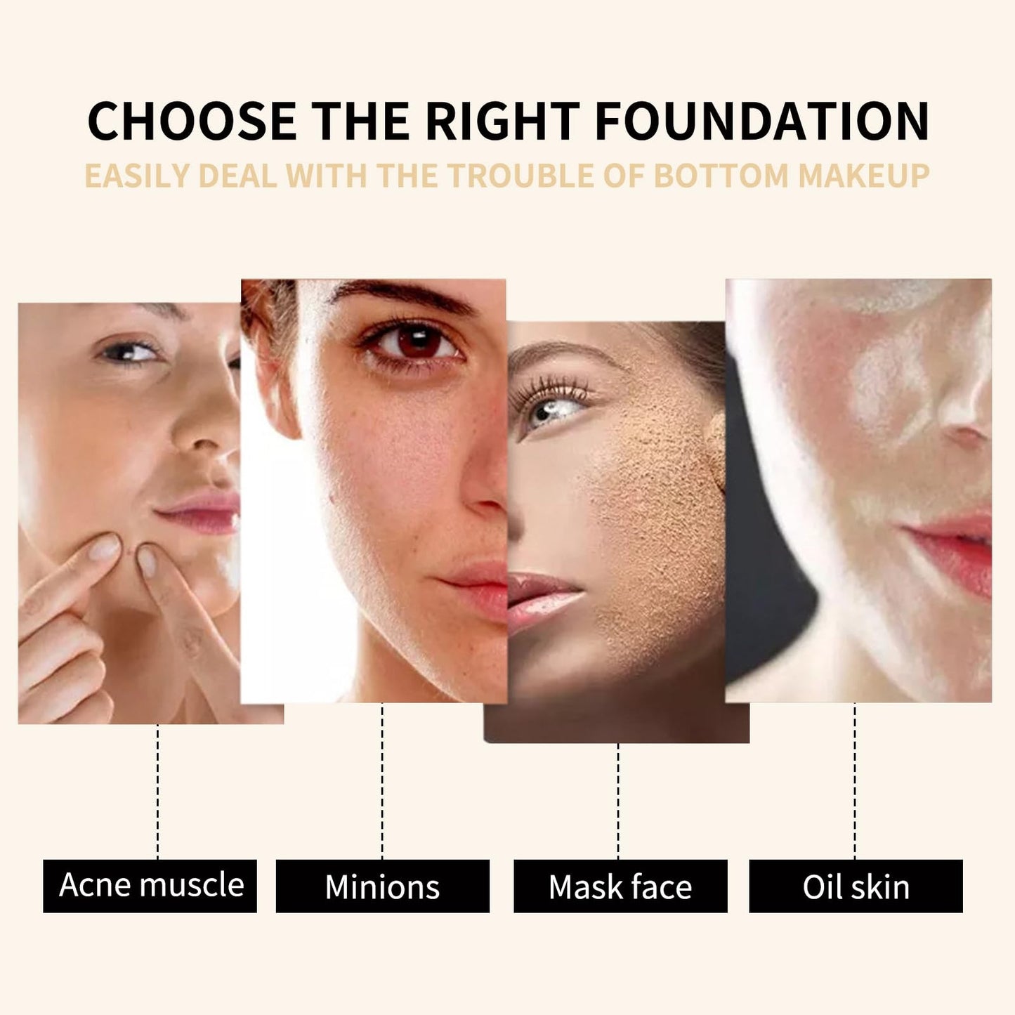 HIVETZ Flawless Colour Changing Foundation Makeup,SPF 15 Warm Skin Tone Foundation,Liquid Foundation Makeup,Waterproof Foundation for Mature Skin,Long Lasting Face Moisturizing Liquid Cover Concealer